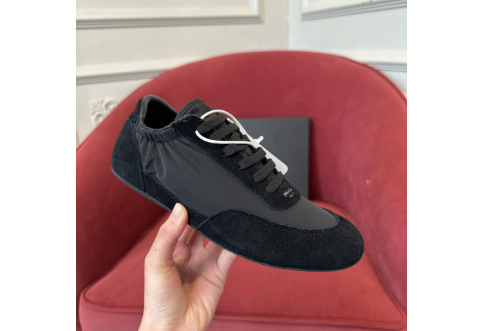 Pra*a collapse re-nylon suede sneakers