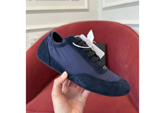 Pra*a collapse re-nylon suede sneakers