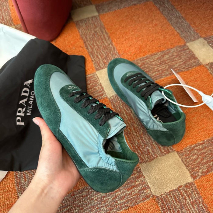 Pra*a collapse re-nylon suede sneakers