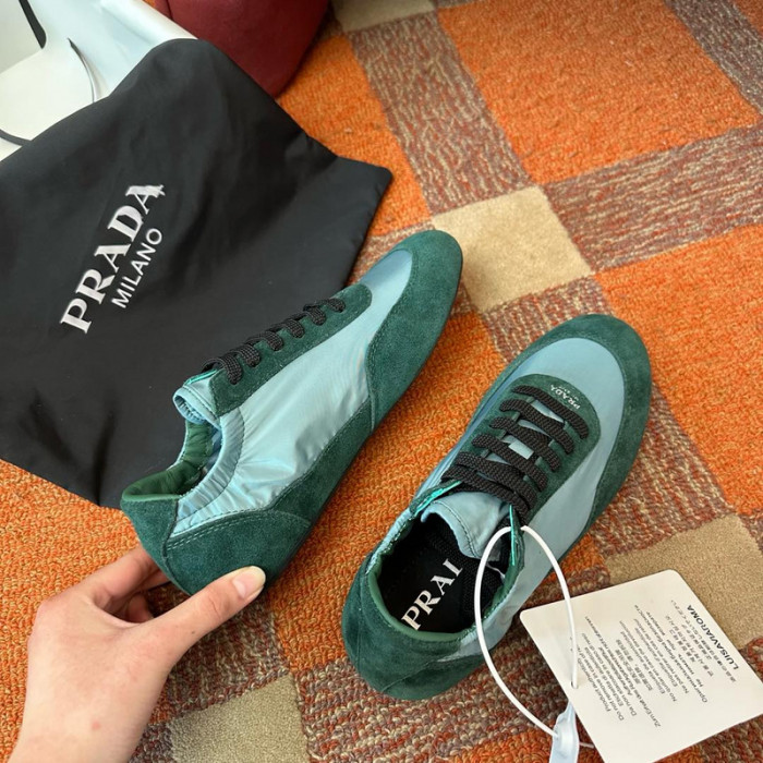 Pra*a collapse re-nylon suede sneakers