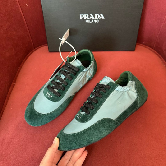 Pra*a collapse re-nylon suede sneakers