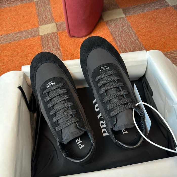 Pra*a collapse re-nylon suede sneakers