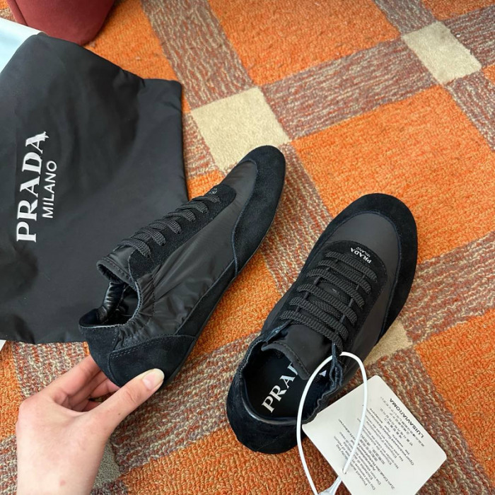 Pra*a collapse re-nylon suede sneakers