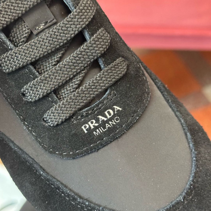 Pra*a collapse re-nylon suede sneakers