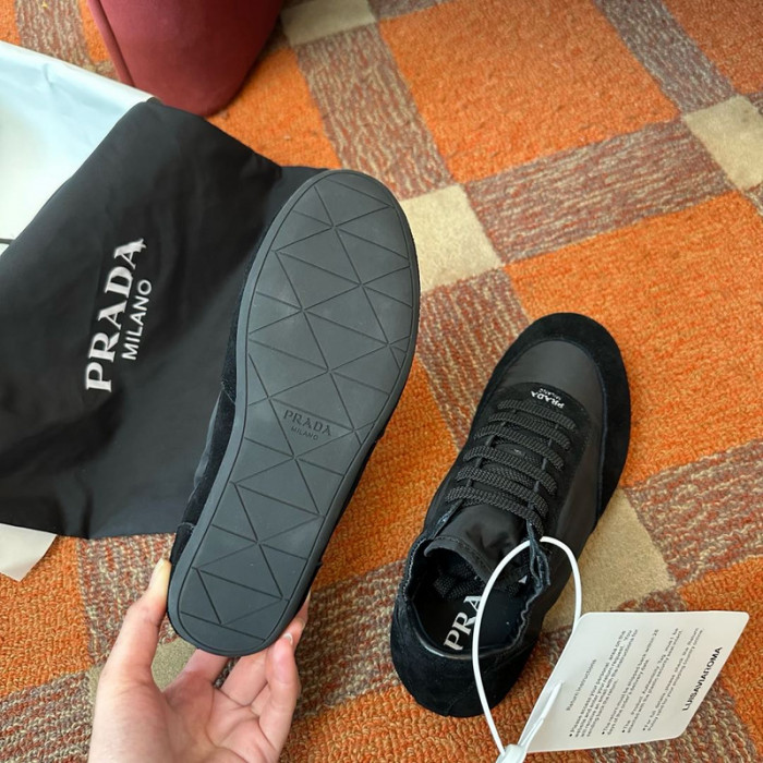 Pra*a collapse re-nylon suede sneakers