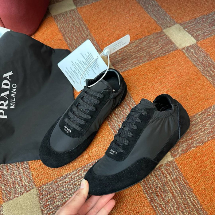 Pra*a collapse re-nylon suede sneakers