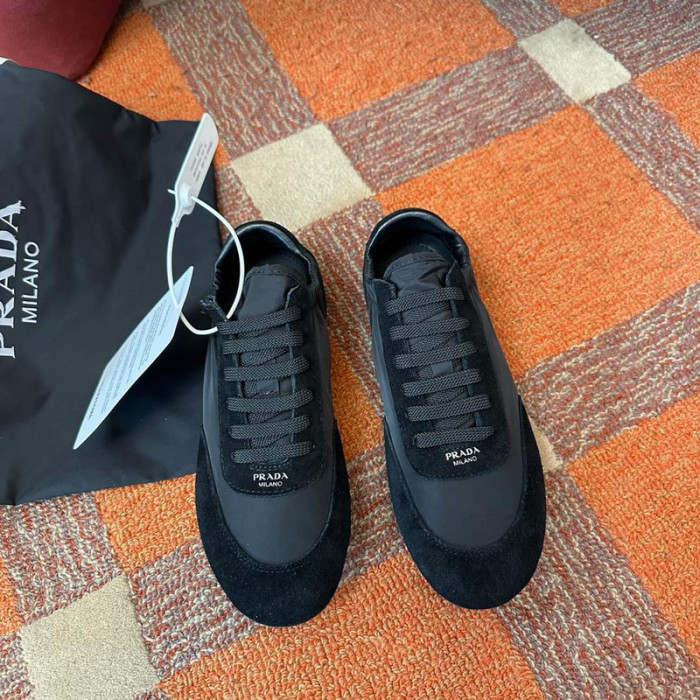 Pra*a collapse re-nylon suede sneakers