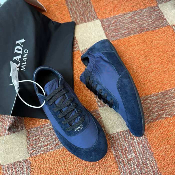 Pra*a collapse re-nylon suede sneakers