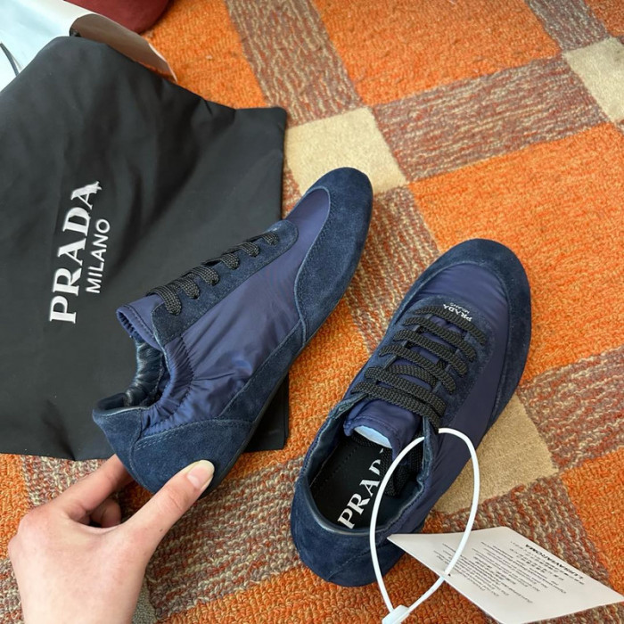 Pra*a collapse re-nylon suede sneakers