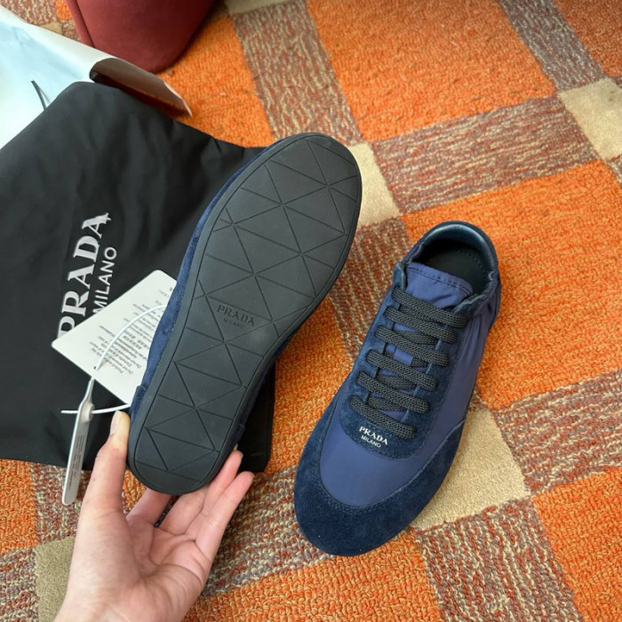 Pra*a collapse re-nylon suede sneakers