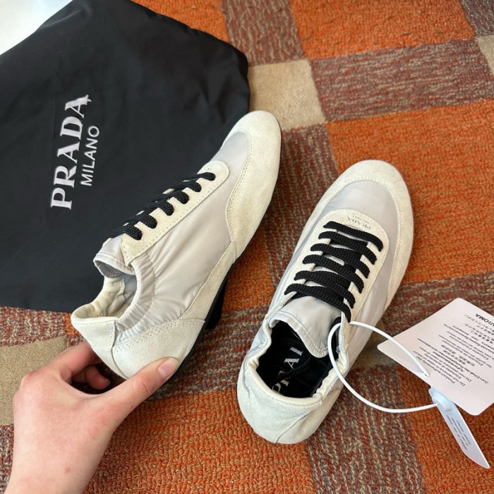 Pra*a collapse re-nylon suede sneakers