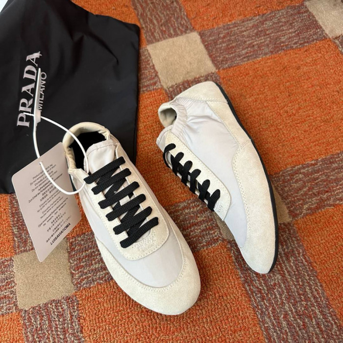 Pra*a collapse re-nylon suede sneakers