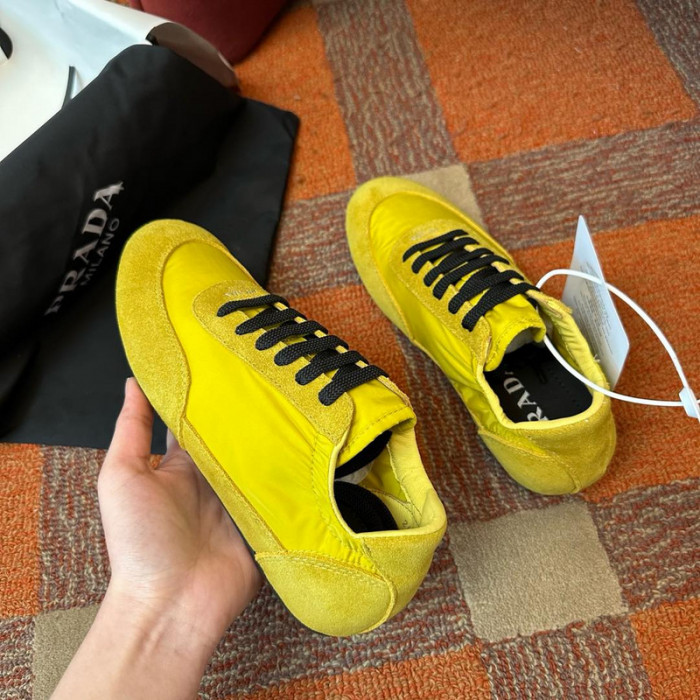 Pra*a collapse re-nylon suede sneakers