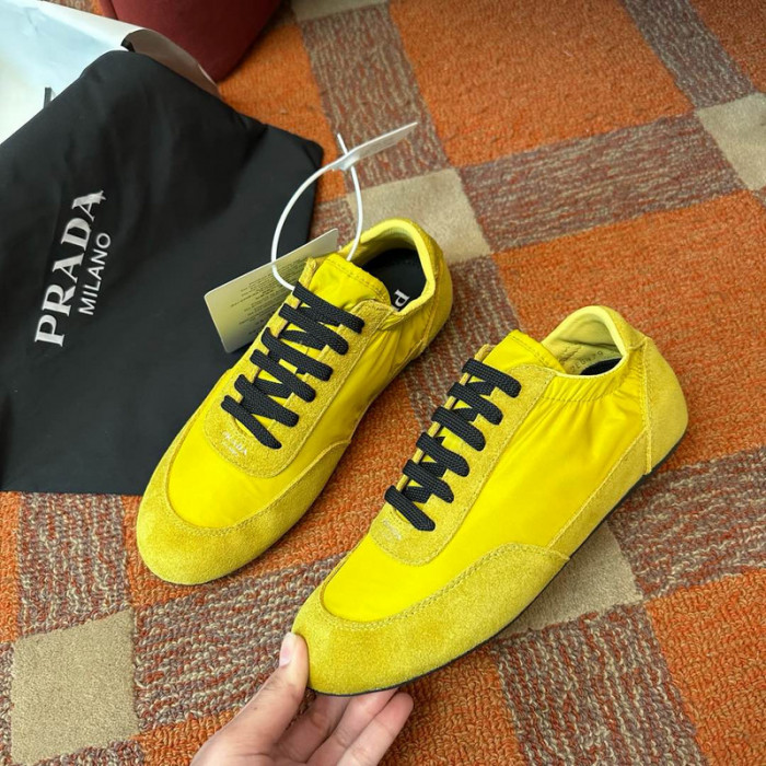 Pra*a collapse re-nylon suede sneakers