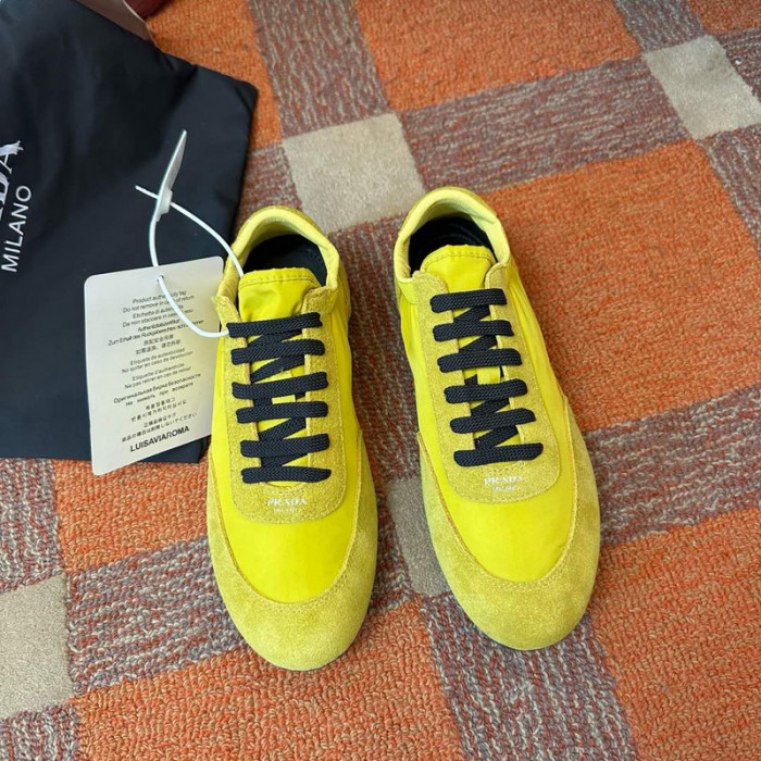Pra*a collapse re-nylon suede sneakers