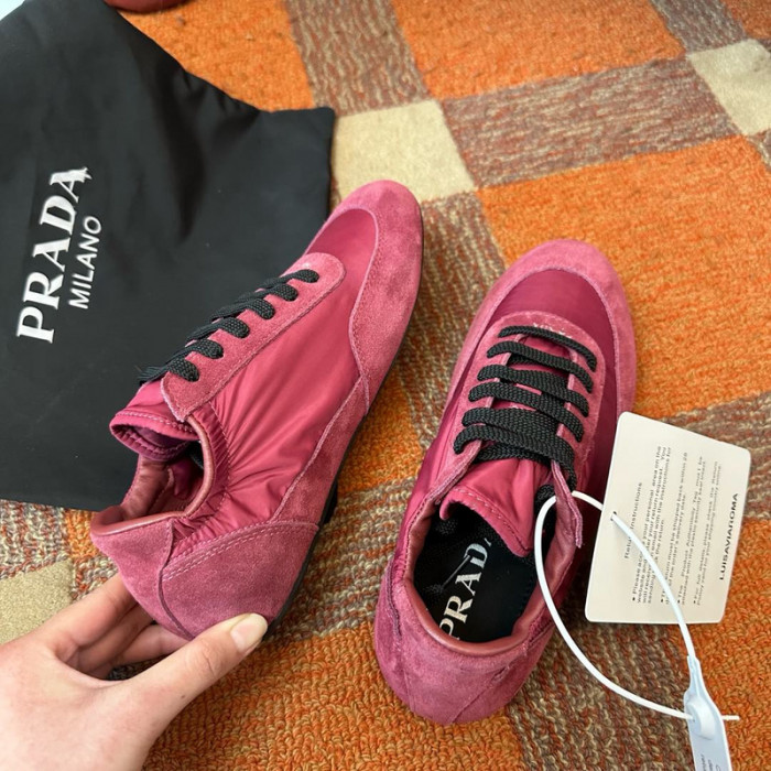 Pra*a collapse re-nylon suede sneakers