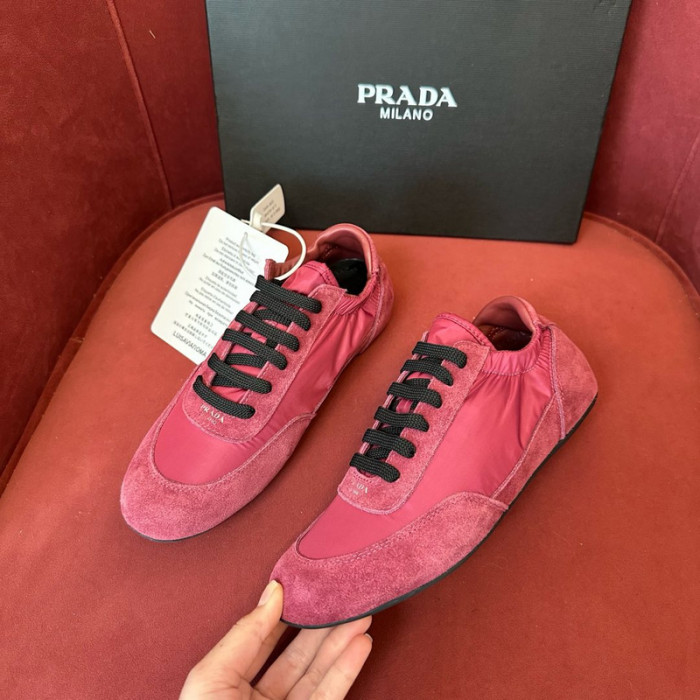 Pra*a collapse re-nylon suede sneakers