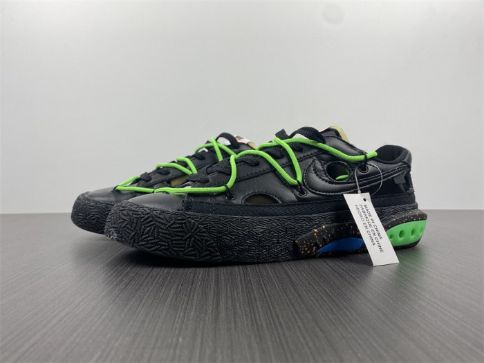 o-w x nike blazer low black electro green dh7863-001