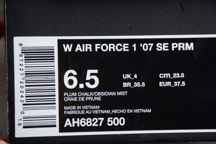 nike air force 1 ’07 preM1vm plum chalk ah6827-500