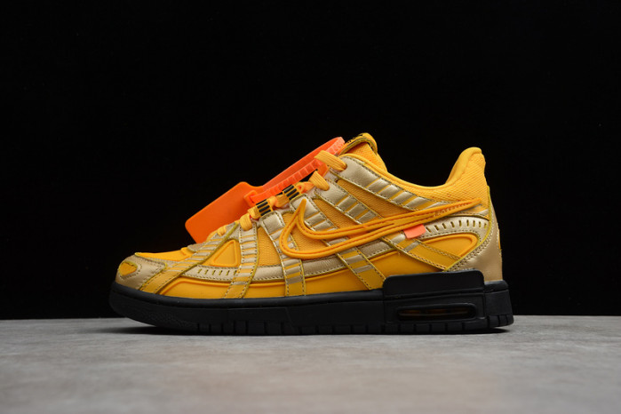 o-w nike air rubber dunk “university gold” cu6015-700